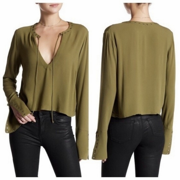 Free People Jump to The Beat Top in Olive Size Sm - Picture 1 of 7